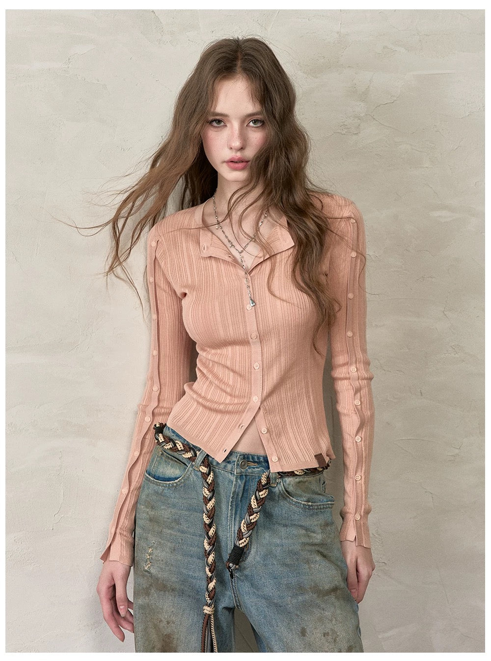 VIA PITTI VIADK603 Button waist knitted cardigan