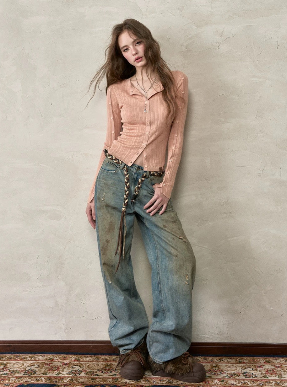 VIA PITTI VIADK603 Button waist knitted cardigan