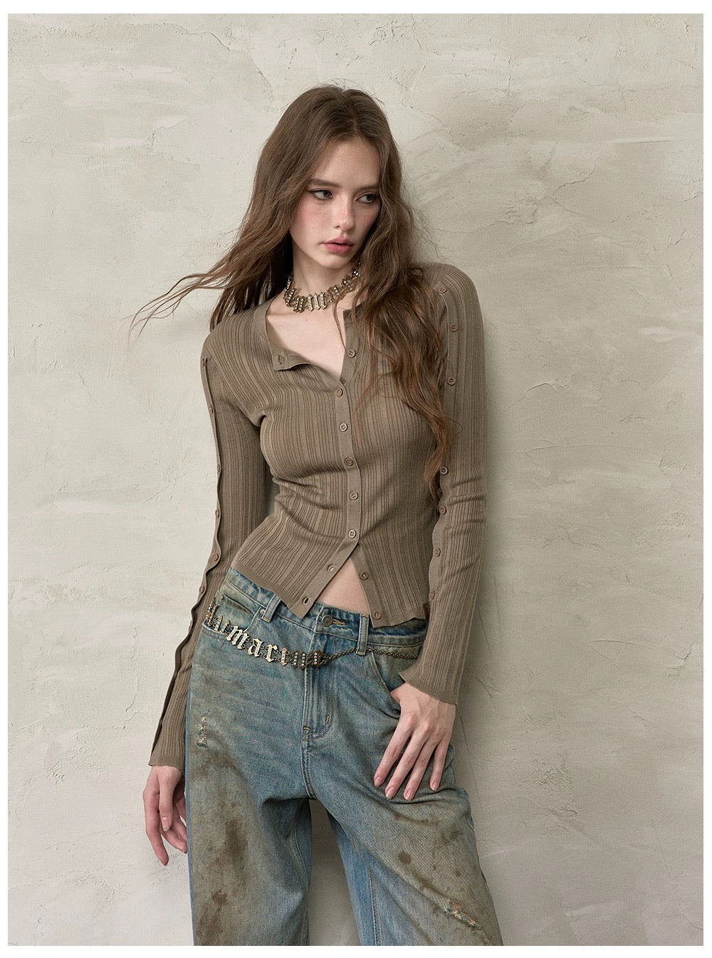 VIA PITTI VIADK603 Button waist knitted cardigan