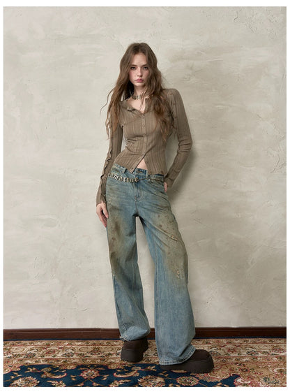 VIA PITTI VIADK603 Button waist knitted cardigan