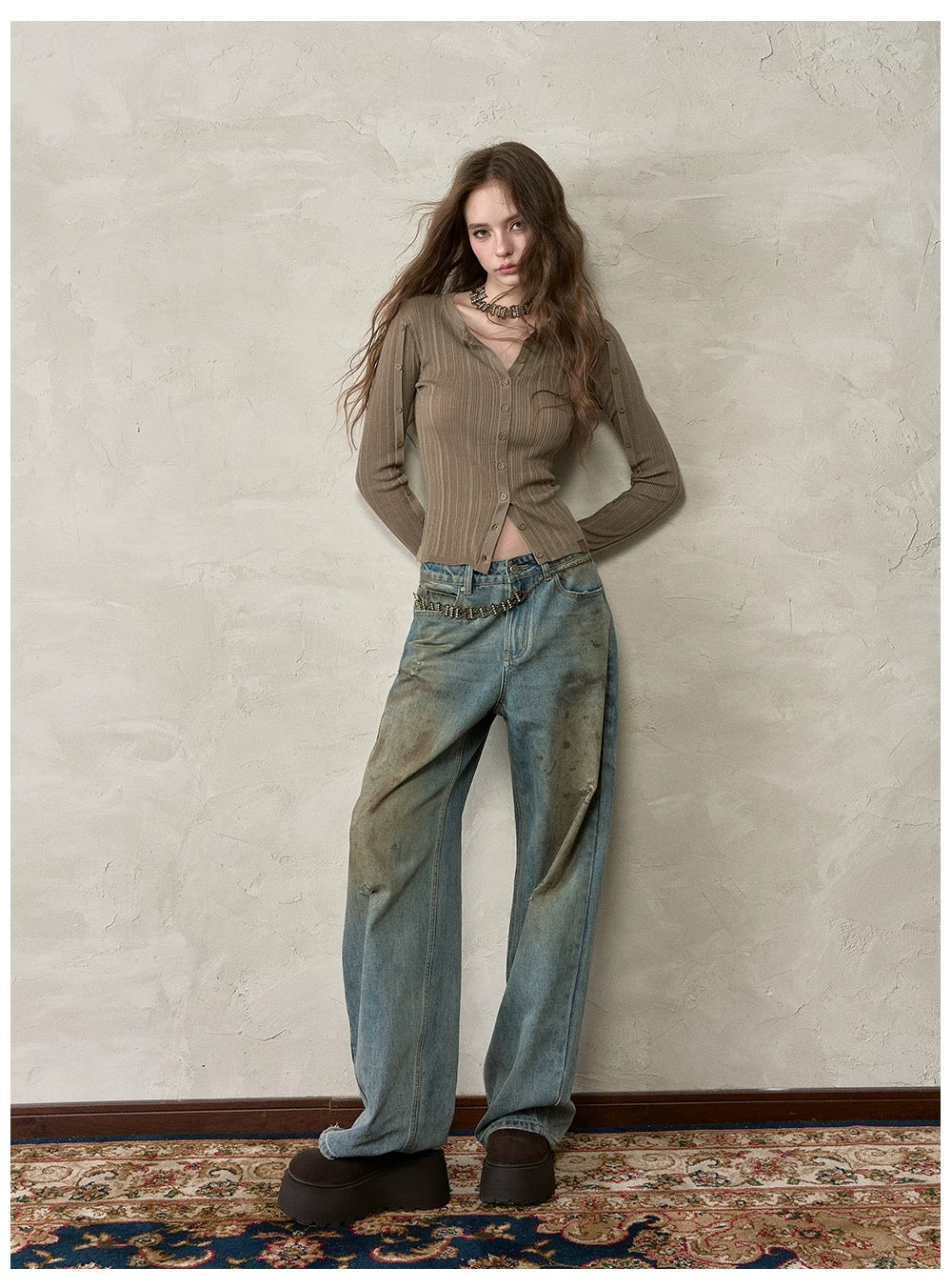 VIA PITTI VIADK603 Button waist knitted cardigan