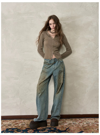 VIA PITTI VIADK603 Button waist knitted cardigan