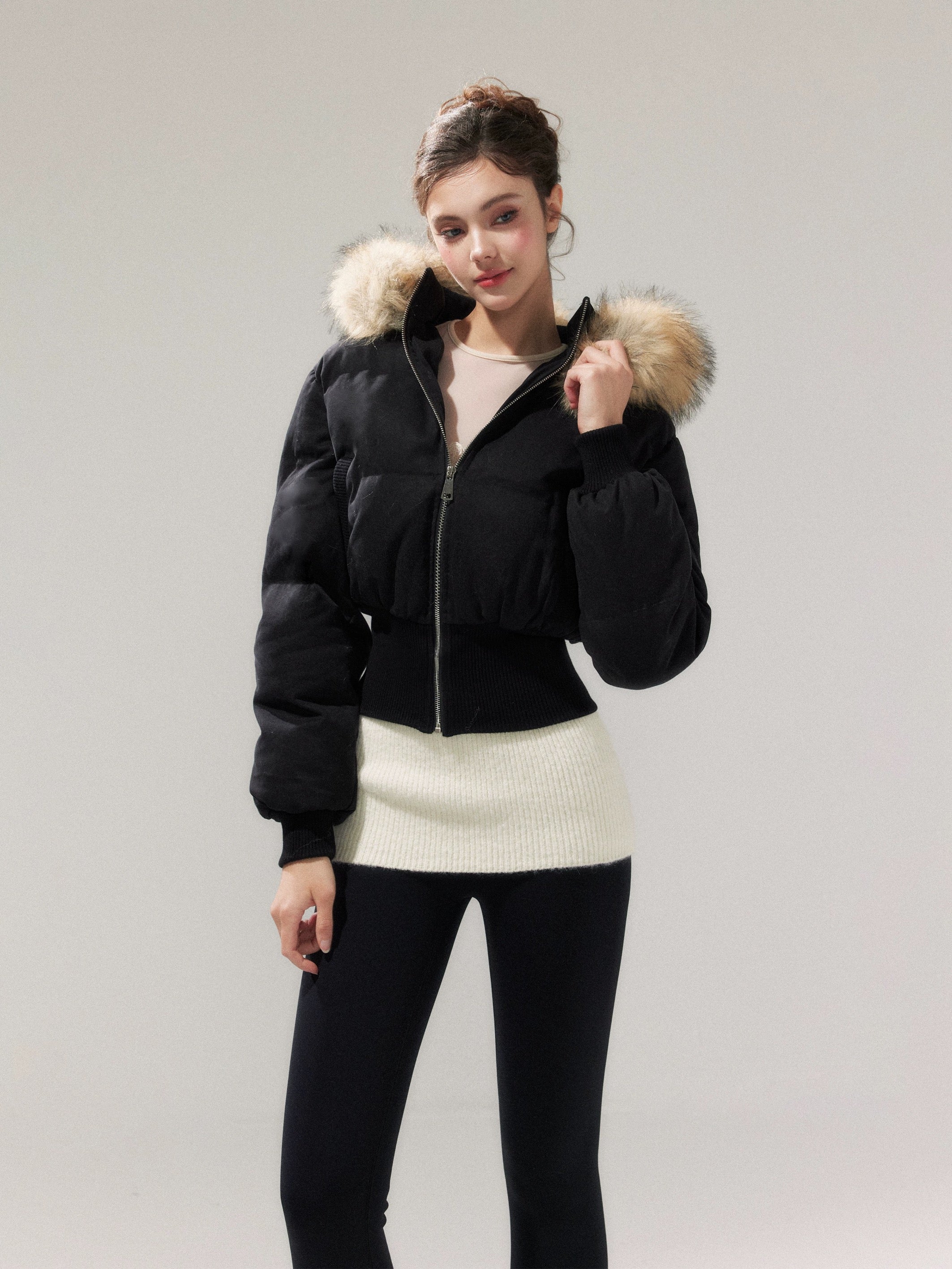 YZZI HE American-style retro waist-cinching cotton coat