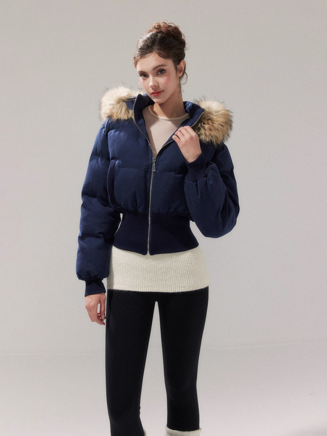 YZZI HE American-style retro waist-cinching cotton coat