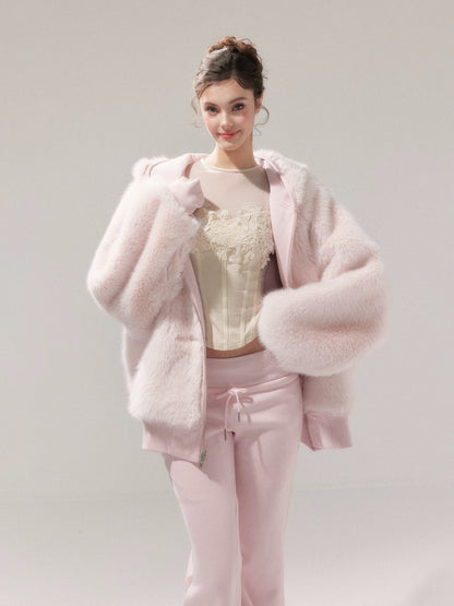 YZZI HE Two-sided hoodie jacket + sweatpants (Pink)