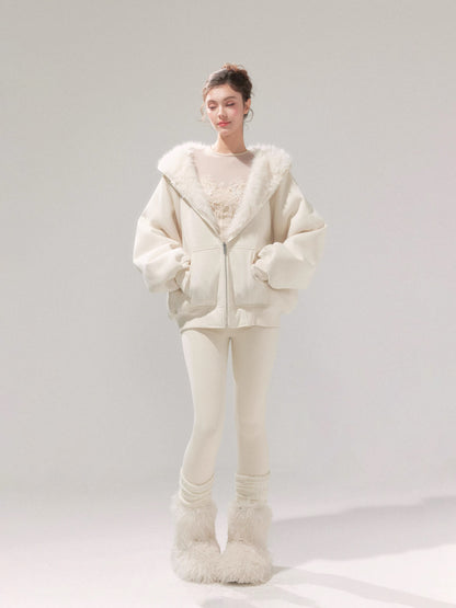 YZZI HE Two-sided hoodie jacket + sweatpants (White)