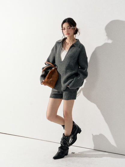 Lafreedom LAF350925 Lazy style V-neck sweater top