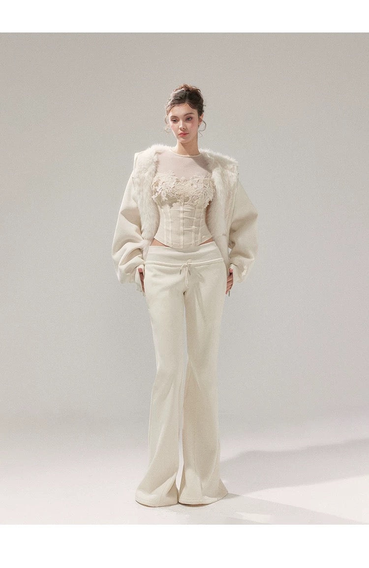 YZZI HE Two-sided hoodie jacket + sweatpants (White)