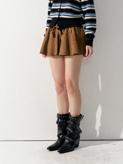 Lafreedom LAF350924 High waisted contrasting fur half skirt
