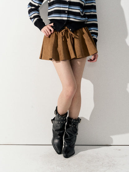 Lafreedom LAF350924 High waisted contrasting fur half skirt