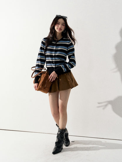 Lafreedom LAF350924 High waisted contrasting fur half skirt