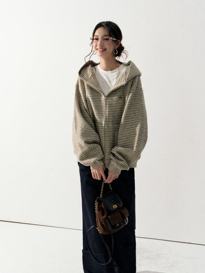 Lafreedom LAF350918 Retro striped hooded jacket