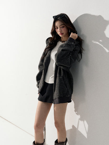 Lafreedom LAF350918 Retro striped hooded jacket