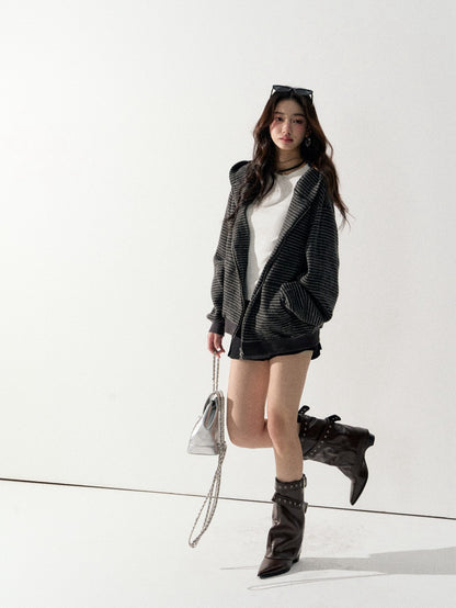 Lafreedom LAF350918 Retro striped hooded jacket