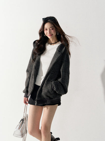 Lafreedom LAF350918 Retro striped hooded jacket