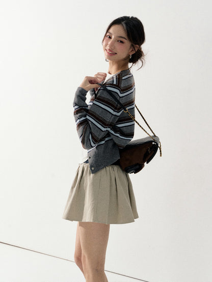 Lafreedom LAF350921 Round neck striped knitted cardigan