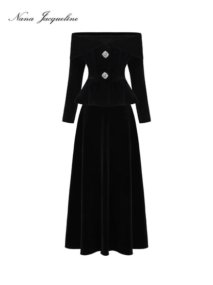 Nana Jacqueline Blaire Velvet Top + Blaire Velvet Maxi Skirt