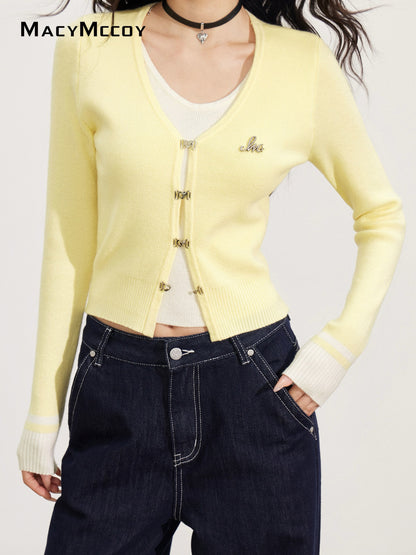 MacyMccoy MMC2025171 Fake two V-neck knitted sweater