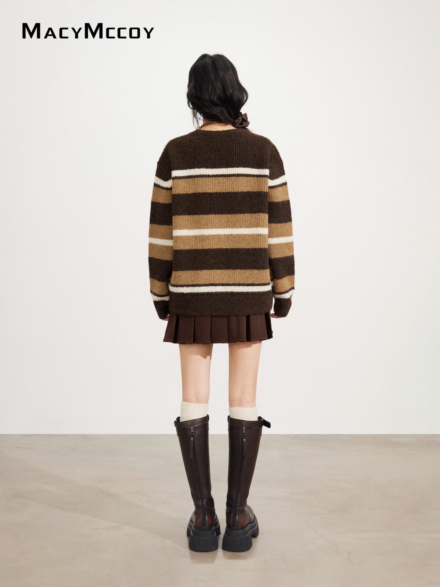 MacyMccoy MMC2025167 Retro striped loose sweater