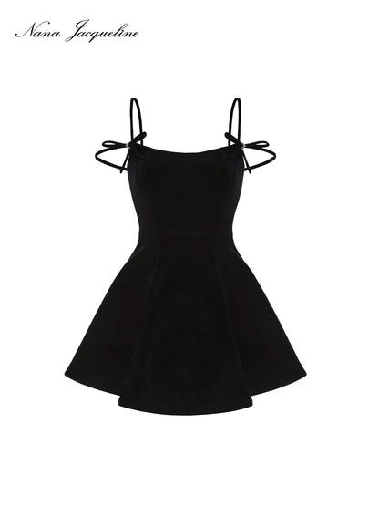 Nana Jacqueline Chantal Bow Velvet Mini Dress
