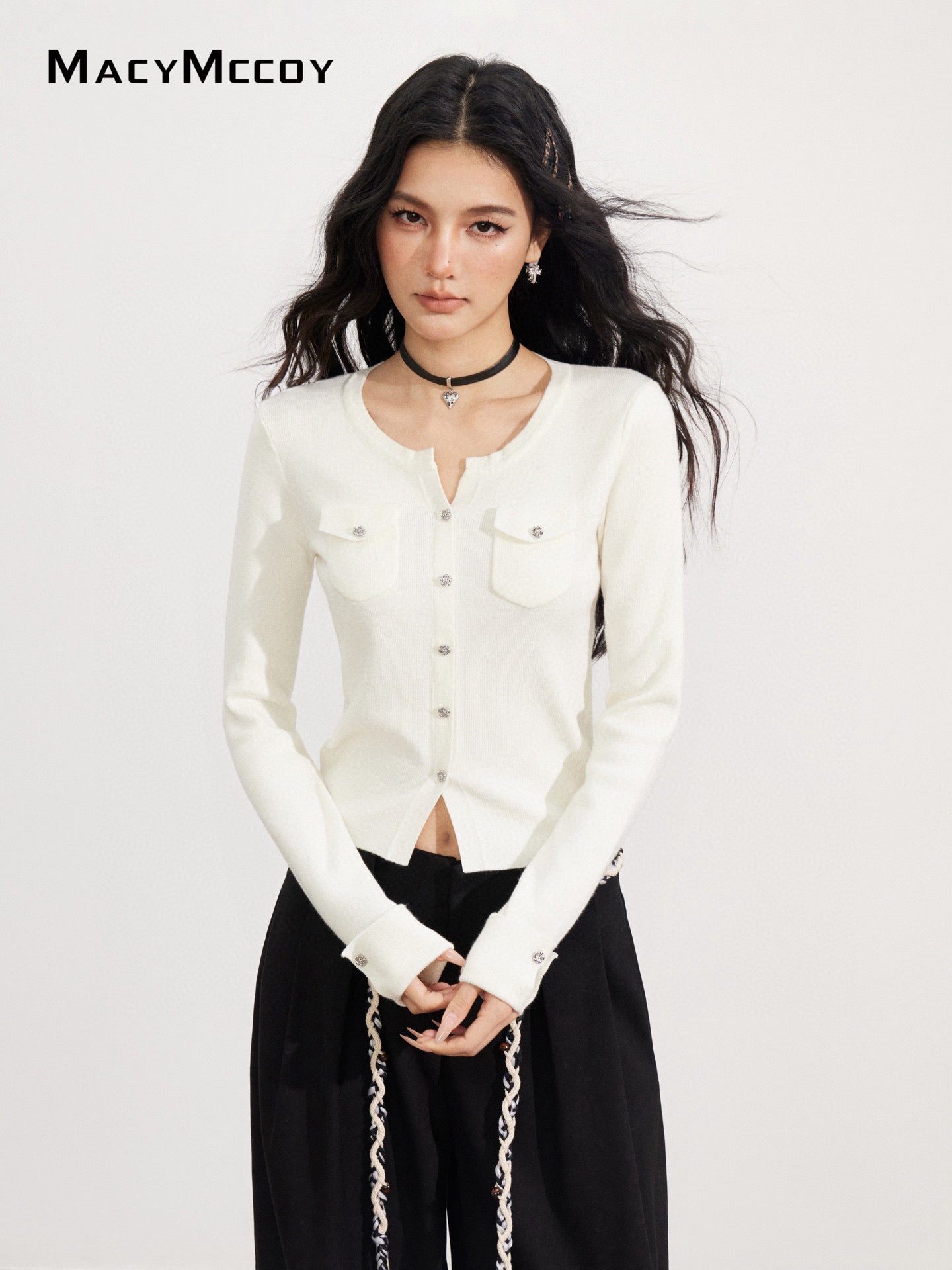 MacyMccoy MMC2025170 Knitted bottom shirt with patch pocket