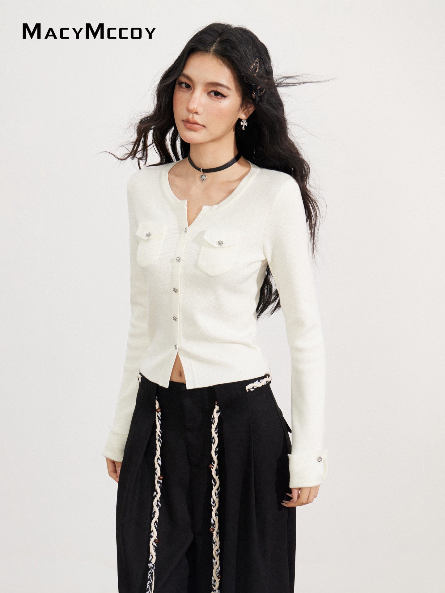 MacyMccoy MMC2025170 Knitted bottom shirt with patch pocket
