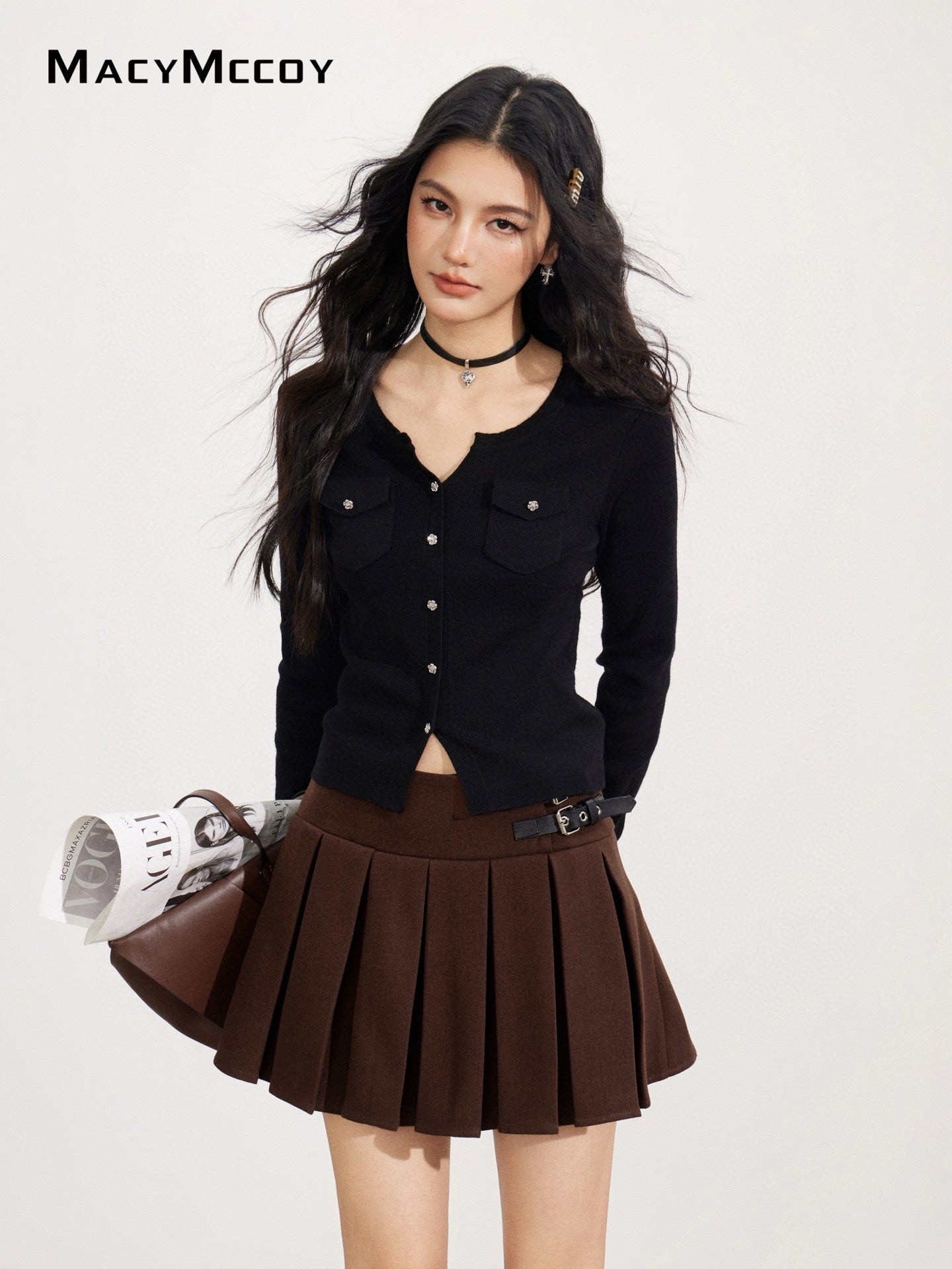 MacyMccoy MMC2025170 Knitted bottom shirt with patch pocket