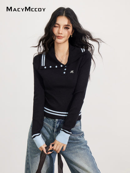 MacyMccoy MMC2025172 Irregular contrasting knitted top