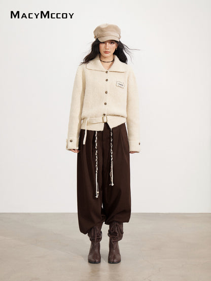 MacyMccoy MMC2025168 Collar tied sweater jacket
