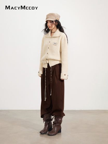MacyMccoy MMC2025168 Collar tied sweater jacket