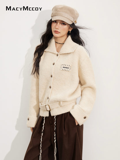 MacyMccoy MMC2025168 Collar tied sweater jacket
