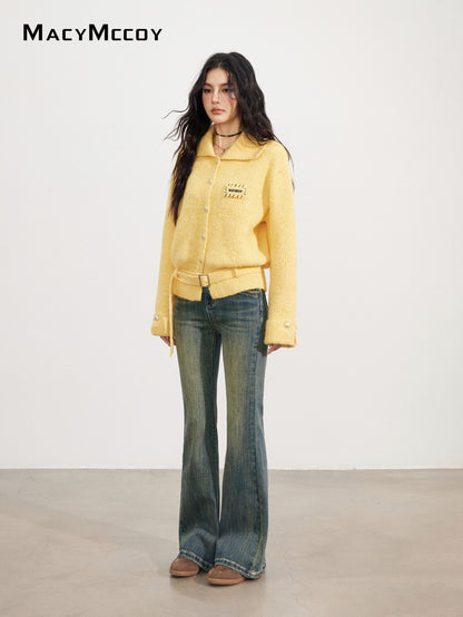 MacyMccoy MMC2025168 Collar tied sweater jacket