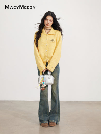 MacyMccoy MMC2025168 Collar tied sweater jacket