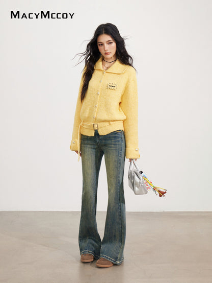 MacyMccoy MMC2025168 Collar tied sweater jacket