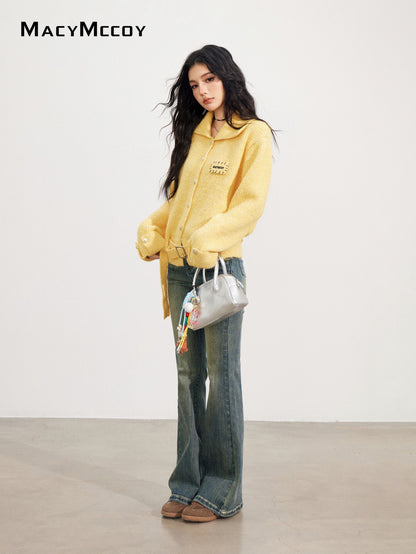 MacyMccoy MMC2025168 Collar tied sweater jacket