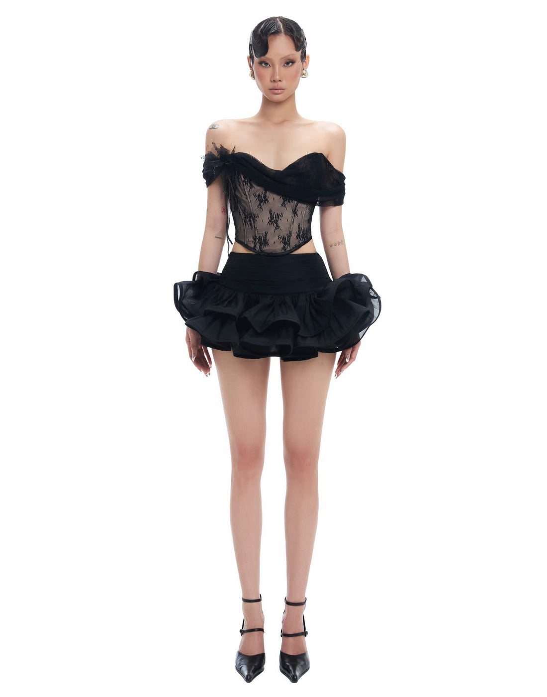 FFSD Bustier Top &amp; Ruffle Skirt (Black)