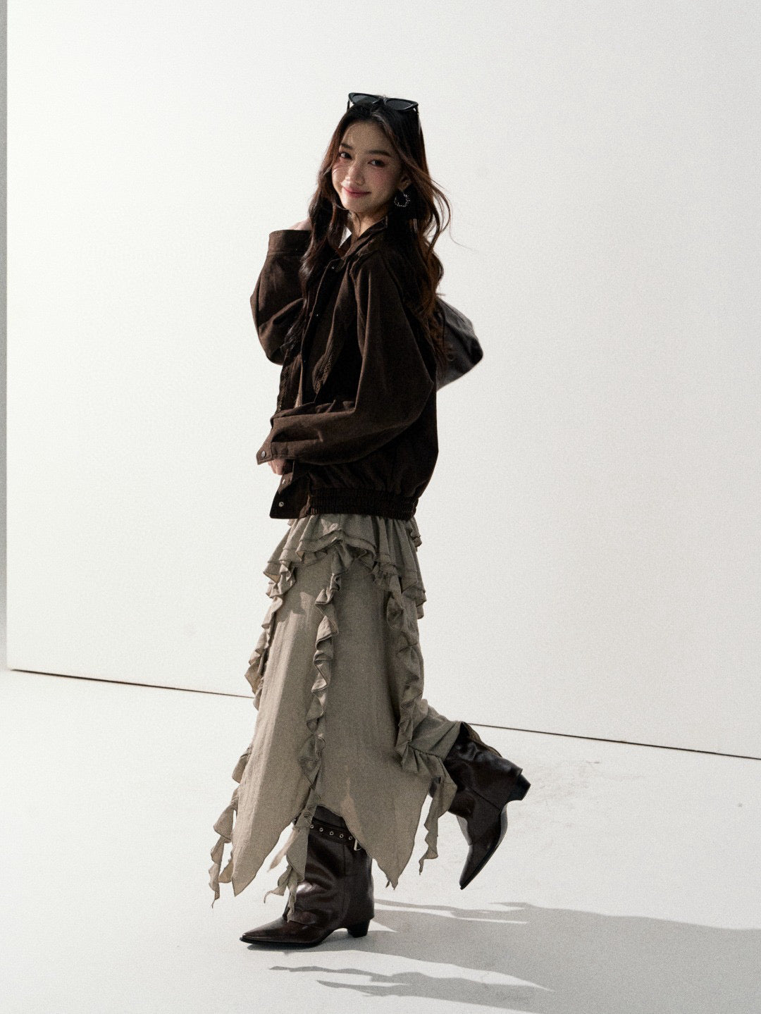 Lafreedom LAF350930&amp;LAF350931 Urban nomadic style loose jacket + skirt set
