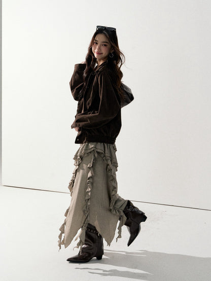 Lafreedom LAF350930&amp;LAF350931 Urban nomadic style loose jacket + skirt set