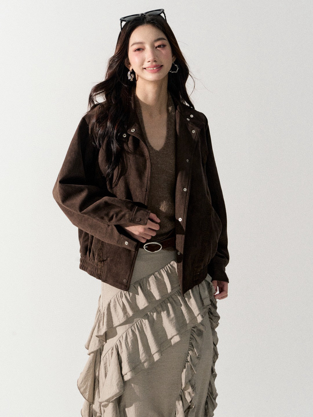 Lafreedom LAF350930&amp;LAF350931 Urban nomadic style loose jacket + skirt set