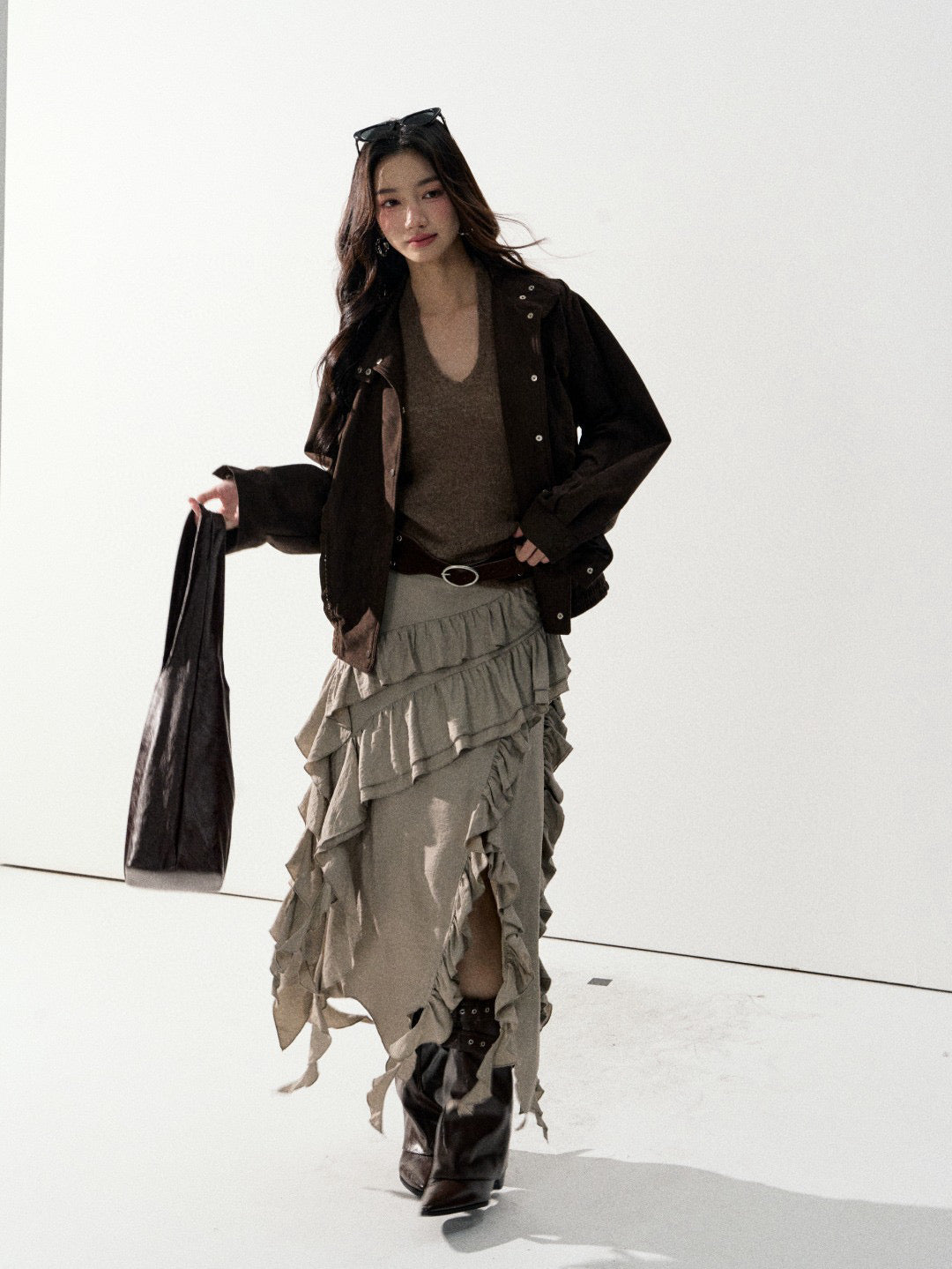 Lafreedom LAF350930&amp;LAF350931 Urban nomadic style loose jacket + skirt set