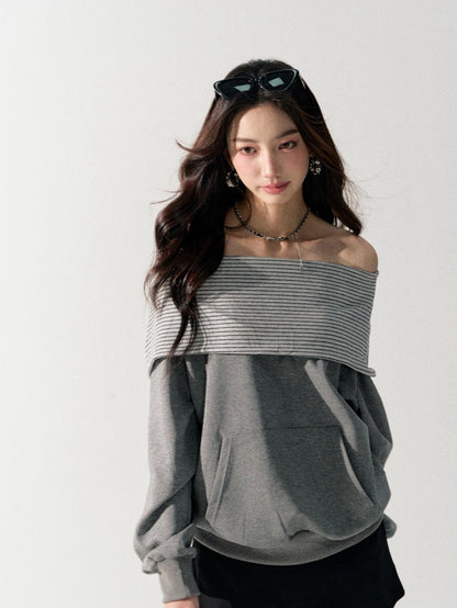 Lafreedom LAF350932 Off shoulder hooded sweatshirt