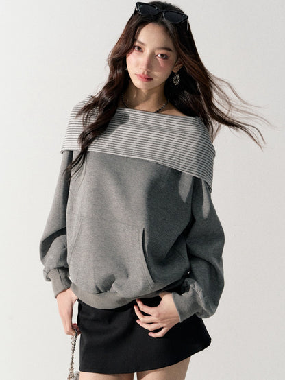 Lafreedom LAF350932 Off shoulder hooded sweatshirt