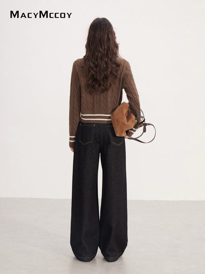 MacyMccoy MMC2025228 Fake two V-neck embroidered sweaters