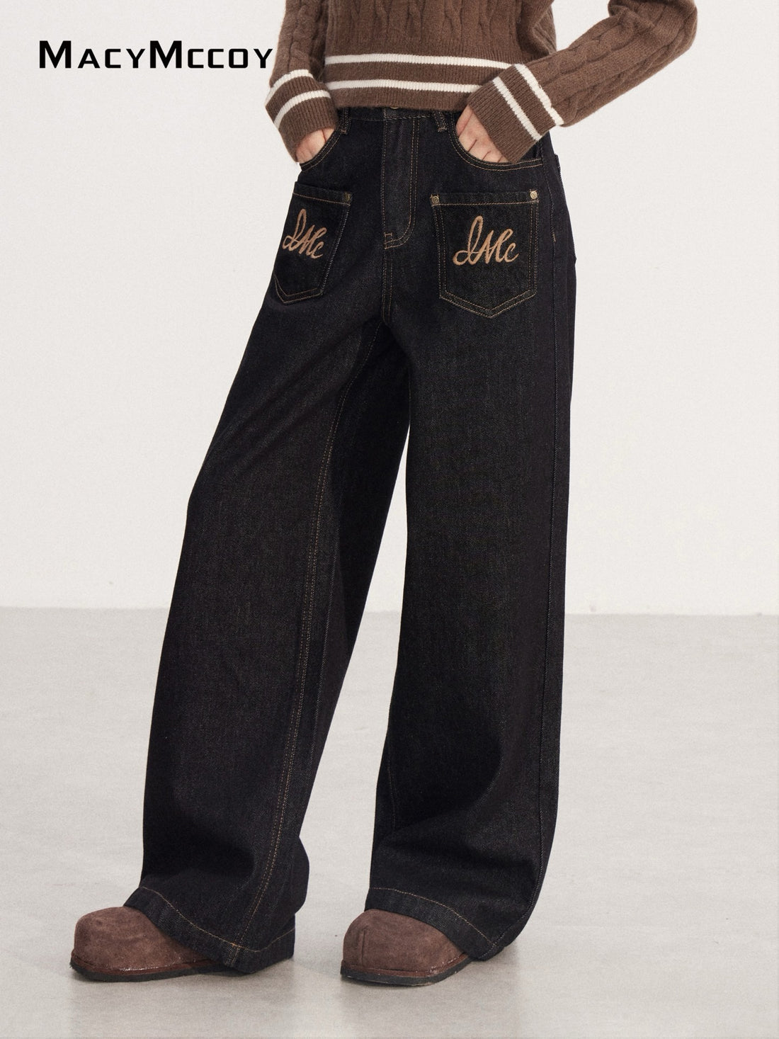 MacyMccoy MMC2025232 Vintage Embroidered Cowboy Wide Leg Pants