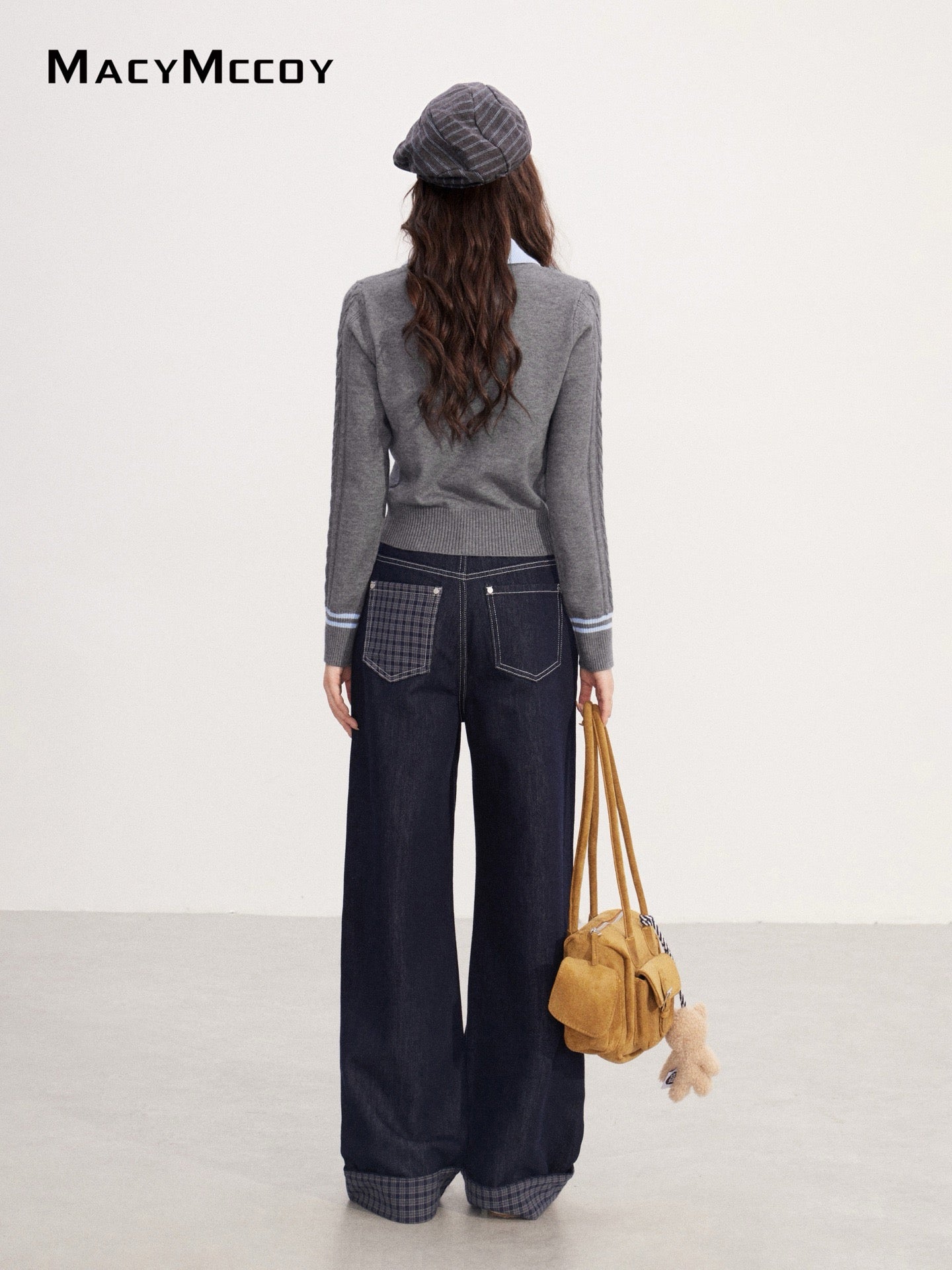 MacyMccoy MMC2025229 Polo collar contrasting twisted sweater