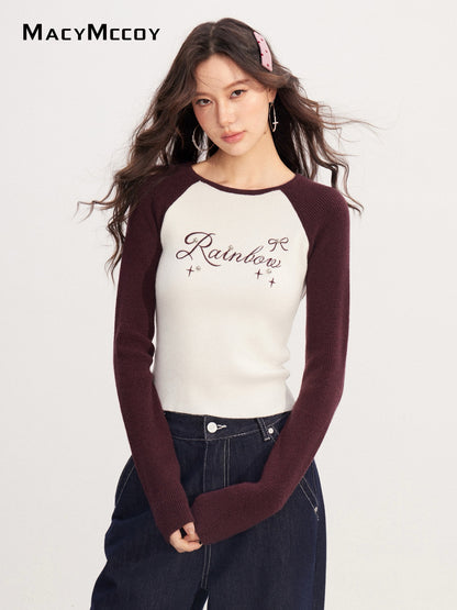 MacyMccoy MMC2025230 Contrast embroidered knitted top
