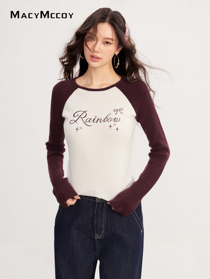 MacyMccoy MMC2025230 Contrast embroidered knitted top