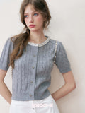 Kroche Pearl Collar Knit Top (2color)