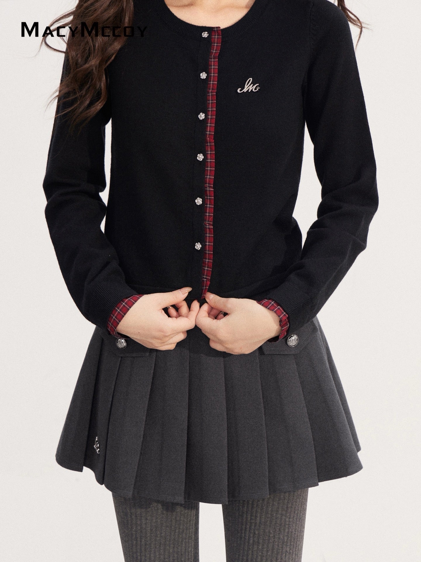 MacyMccoy MMC2025231 Lace patchwork knitted top