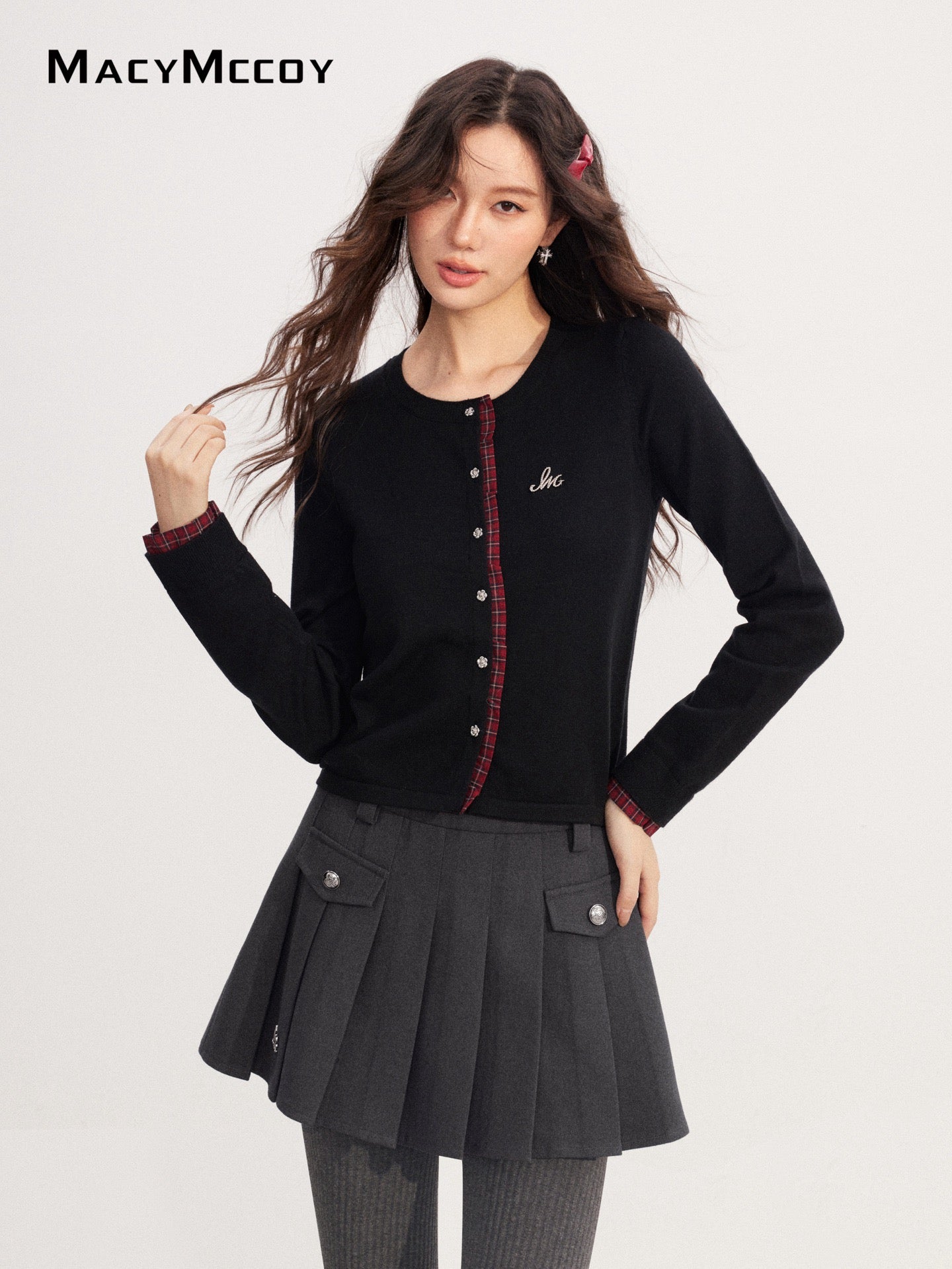 MacyMccoy MMC2025231 Lace patchwork knitted top